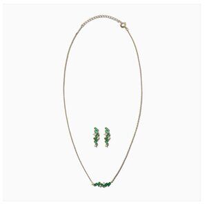 By Adina Eden Emerald Green CZ Baguette Earring & Necklace Combo Set